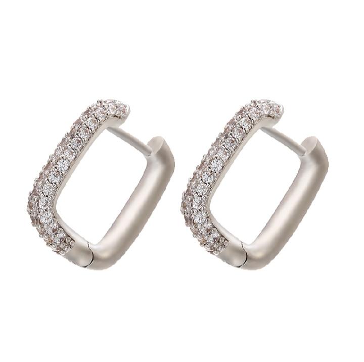 GEOMETRIC RECTANGLE SMALL HOOP EARRINGS.