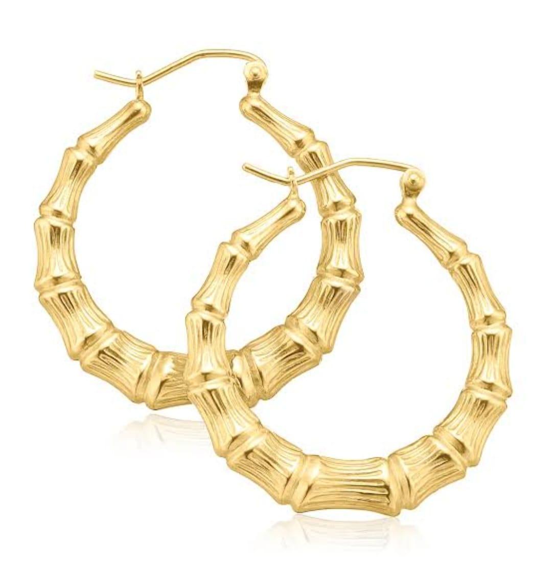 STAINLESS STEEL BAMBOO HOOP EARRINGS