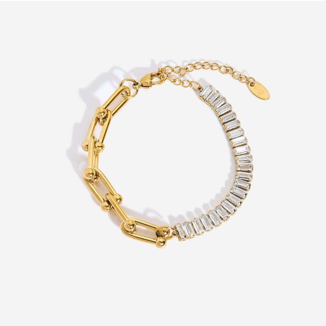 STAINLESS STEEL TIFFANY DAINTY LINK CRYSTAL ZIRCONIA BRACELET