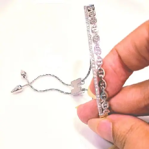 STAINLESS STEEL LINK ZIRCON ADJUSTABLE BRACELET