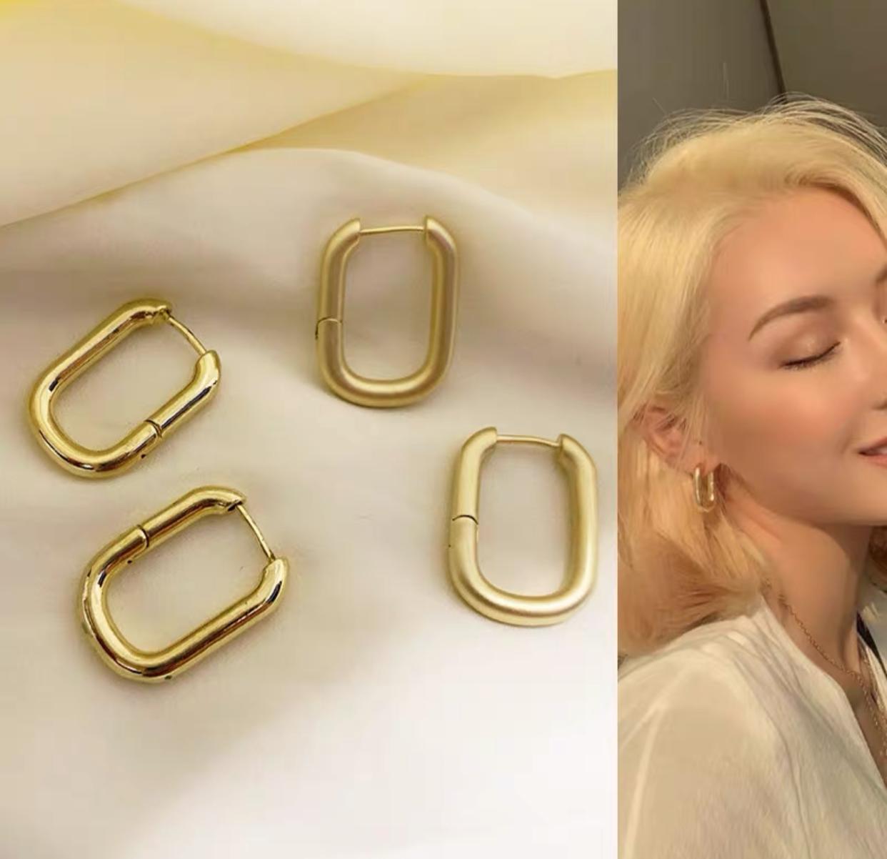 STAINLESS STEEL U SHAPE HOOP EARRINGS