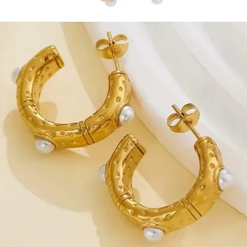 STAINLESS STEEL PRISMPEARL HOOPS EARRINGS