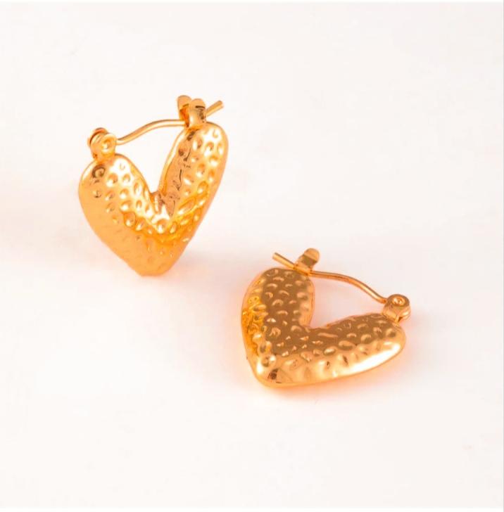 STAINLESS STEEL HEART HOOP EARRINGS