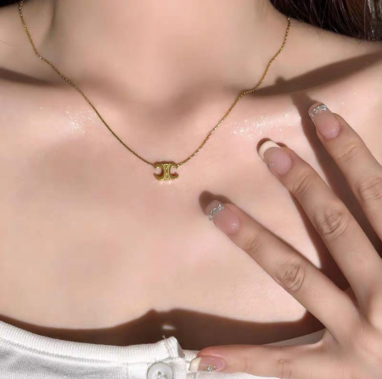 STAINLESS STEEL CELINE STATEMENT NECKLACE