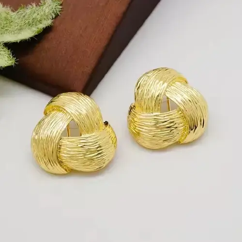STAINLESS STEEL GOLD TWISTED KNOT EARRINGS