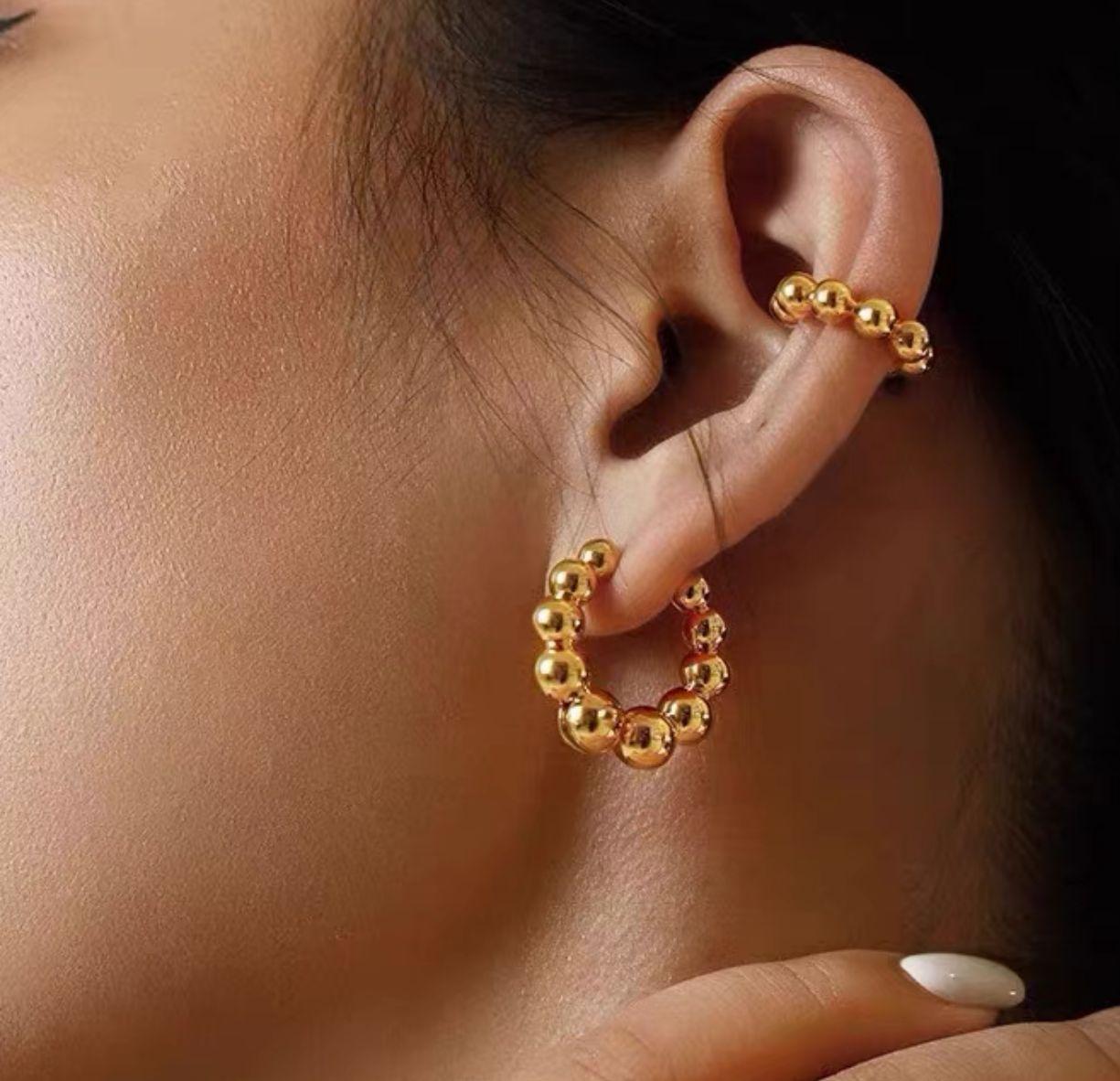 STAINLESS STEEL BUBBLE HOOP EARRINGS