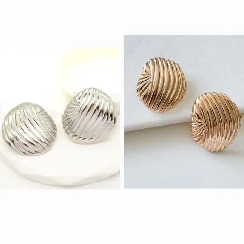 STAINLESS STEEL OVAL STATEMENT STUD EARRINGS