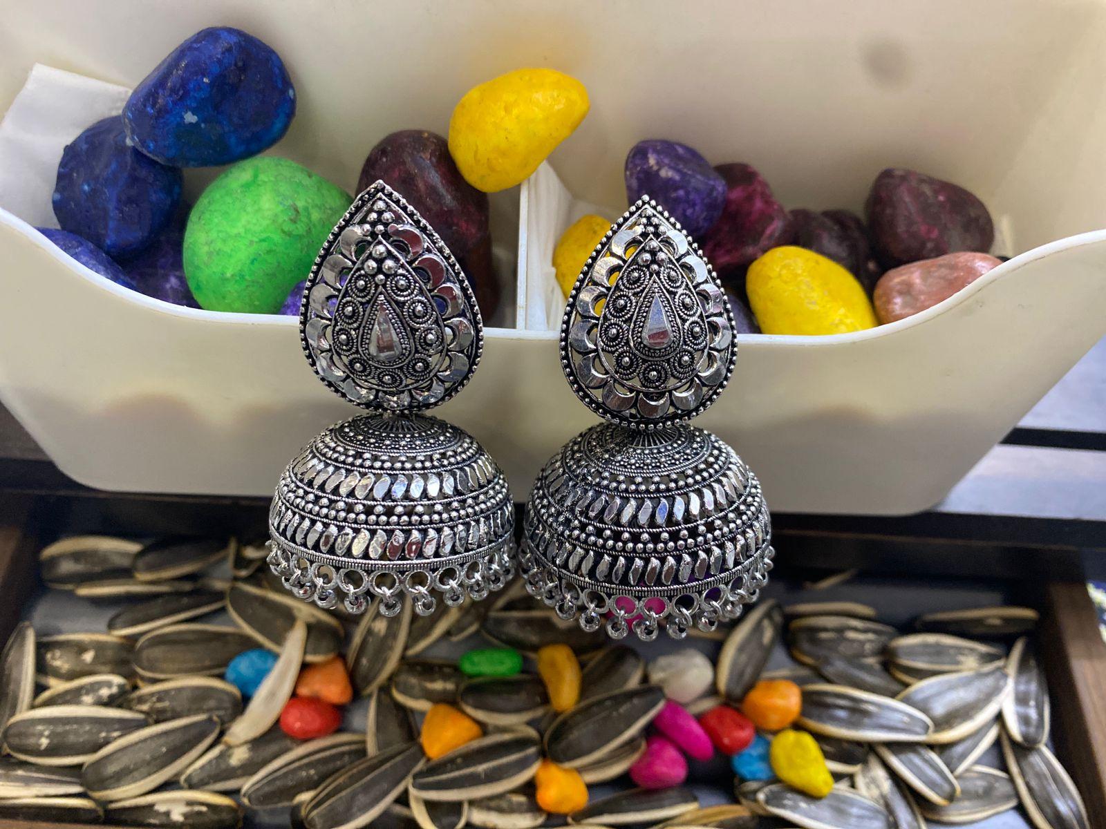 BEADED TEARDROP JHUMKA EARRINGS