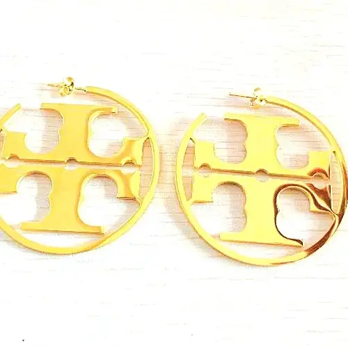 STAINLESS STEEL TORRY BURUH STYLE HOOP EARRINGS