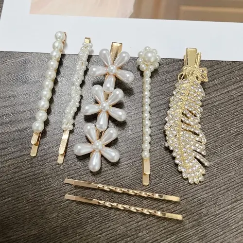 PEARLS HAIR CLIPS FASHION KOREAN STYLE ACRYLIC RESIN HAIR BARRETTES