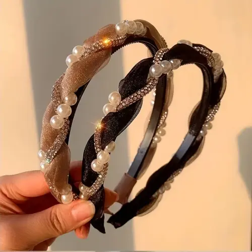 FASHION LUXURIOUS PEARLS RHINESTONE HAIR HOOP HEADBAND