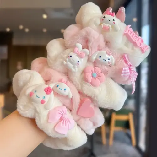 SANRIO CUTE CARTOON PLUSH HAIR TIES - SOFT, ELASTIC SCRUNCHIES