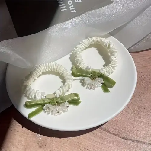 ELEGANT LILY OF THE VALLEY FLORAL HAIR TIES FLOWER HAIR BANDS