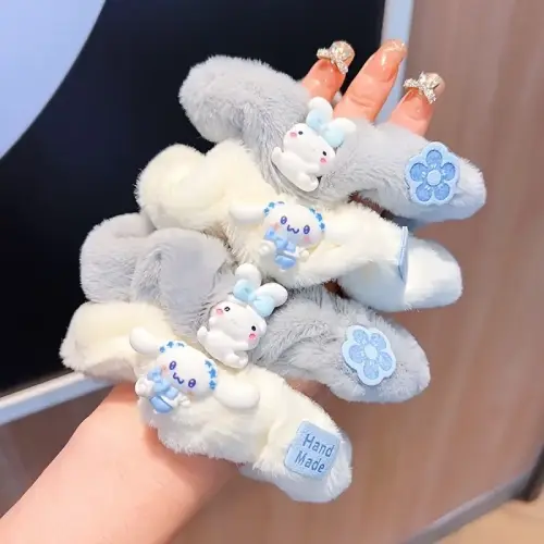 SANRIO CINNAMOROLL PLUSH HAIR TIE - SOFT SILICONE, COLLECTIBLE TOY ACCESSORY