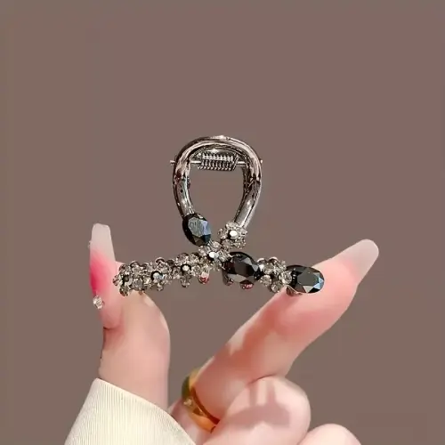 Elegant Rhinestone Flower Hair Claw Clip