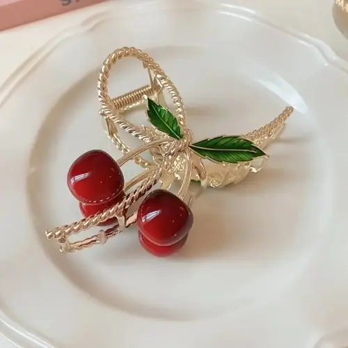 elegant-cherry-shaped-metal-hair-claw-sweet-style-fruit-pattern-alloy-shark-clip-for-women