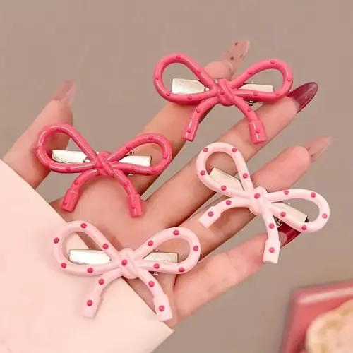 RESIN BOW TIE HAIR CLIPS SET, CUTE SWEET STYLE WITH HOLLOW DESIGN