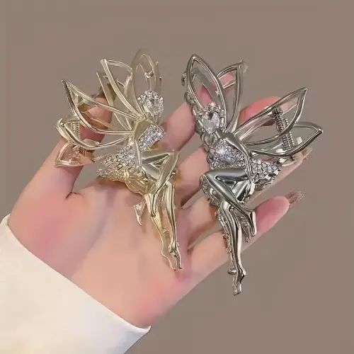 RHINESTONES GOLD FAIRY METAL HAIR CLIP