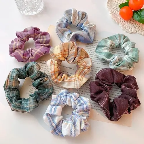 CLOTH PLAID LARGE INTESTINE HAIR RING FAT INTESTINE HAIR RING RUBBER BAND HEAD ROPE HAIR ROPE HEADDRESS