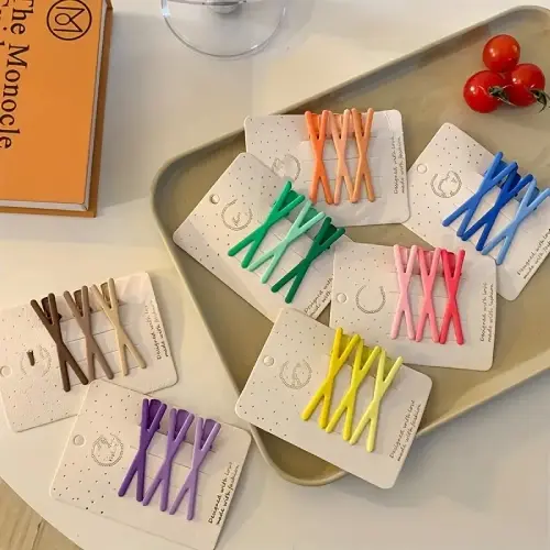 CANDY COLOR CROSS SHAPE DUCK BILLED CLIP METAL HAIR CLIP CUTE SIDE CLIPS BANG CLIPS HAIR ACCESSORIES FOR WOMEN