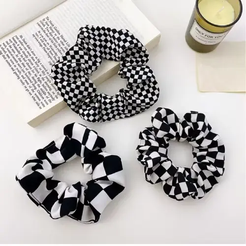 ZAHSY BUFFALO PLAID SCRUNCHIES CHECKERED SCRUNCHIE CHECKBOARD ELASTIC HAIR TIES