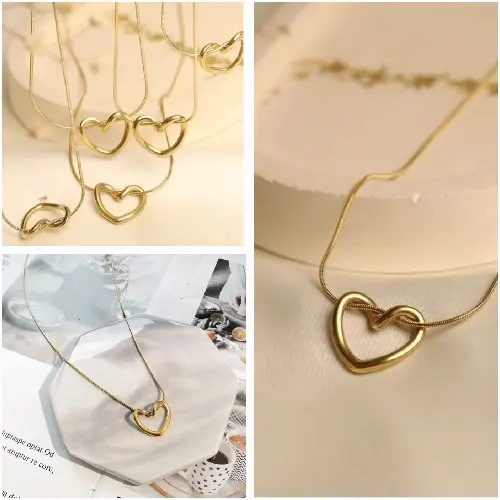 STAINLESS STEEL HEART LOOP KOREAN LOVE NECKLACE
