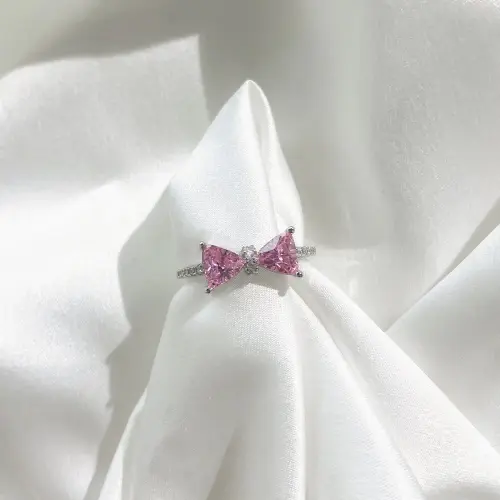 SILVER PINK TOURMALINE CALI LILY SHAPED RING