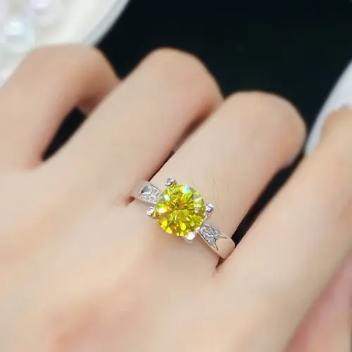 SILVER OVAL YELLOW SAPPHIRE RING