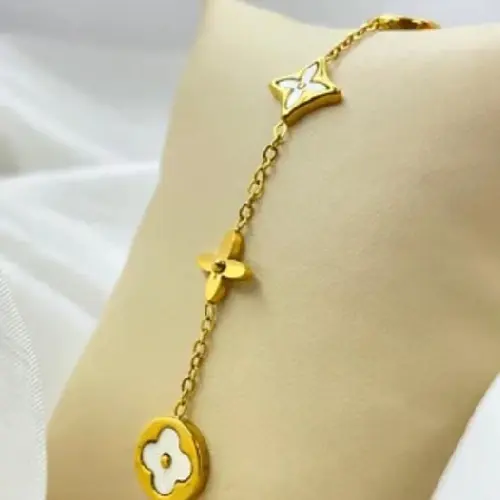STAINLESS STEEL LV STYLE WHITE BRACELET