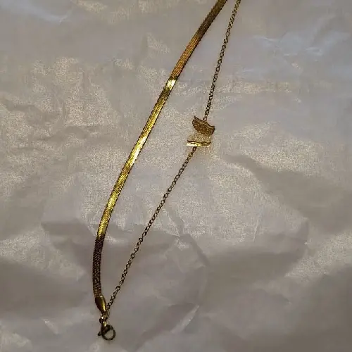 STAINLESS STEEL DOUBLE LAYER SNAKE CHAIN BUTTERFLY BRACELET