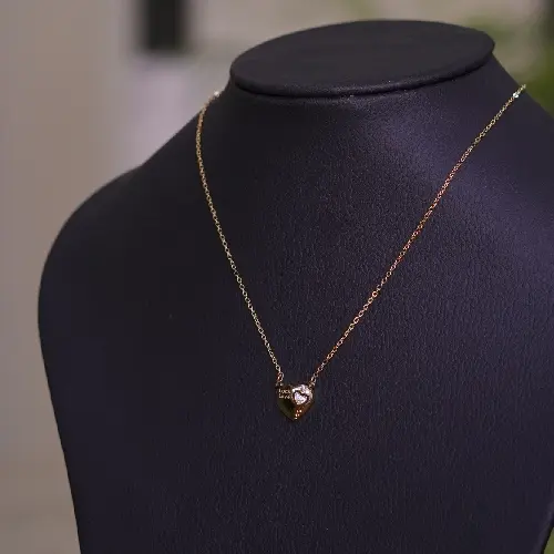 STAINLESS STEEL LOCK LOVE HEART PENDANT NECKLACE