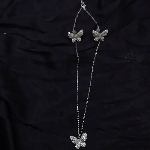STAINLESS STEEL BUTTERFLY PENDANT SET