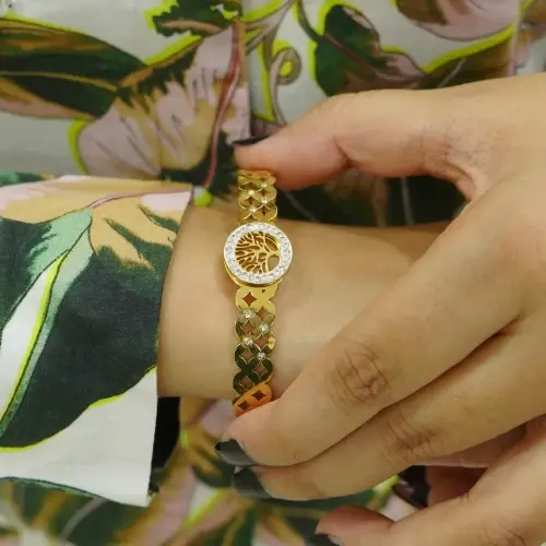 CHIC RHINESTONE CIRCLE TREE INLAID BRACELET